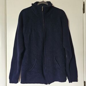 Eddie Bauer A.K.A navy lambswool long-sleeve warm ribbed winter zipper jacket